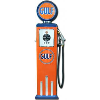 👉 Benzinepomp oranje blauw Gulf 8 Ball Elektrische Met Voet - & Reproductie 7434823514575