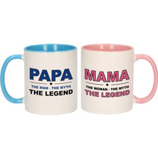 👉 Beker Papa en mama the legend mok met gekleurde binnenkant - Cadeau set voor