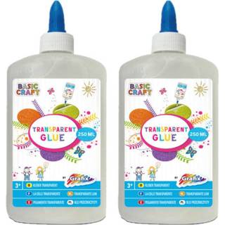 👉 Transparant kinderen 2x Hobby/knutsel kinder lijm 250 ml