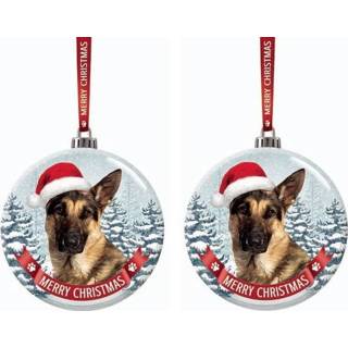 👉 Kerstversiering meerkleurig Set van 2x stuks glazen kerstbal Duitse Herder hond 7 cm 8720276797191