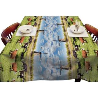 👉 Tafelkleed One Size meerkleurig Buiten tafelkleed/tafelzeil Hollands landschap met koeien/molens print 140 x 250 cm rechthoekig - Tuintafelkleed tafeldecoratie Tafelkleden/tafelzeilen Nederland thema 8720276256766