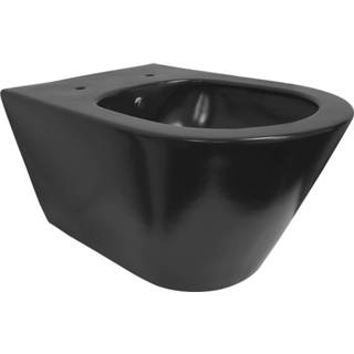 👉 Toiletpot zwart keramiek Luxe Hangend 53x35.5x40cm Wandcloset Mat Diepspoel Rimfree met Bidet Functie 8720195549468