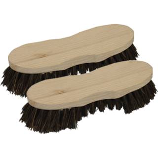 👉 Schrobborstel bruin hout Set van 2x stuks schrobborstels met baard s-vorm