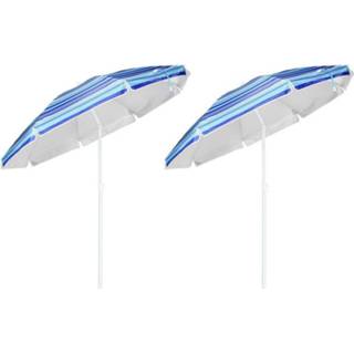 👉 Tuinparasol blauwe Set van 2x tuin parasol met metalen frame 200 cm