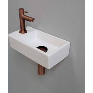 👉 Fonteinset wit porselein glans rose goud rechthoek versus rechts INK 36x18x9cm Met Kraangat Mat 8718835106171