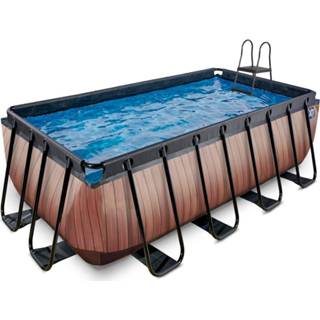 👉 Zwembad EXIT Wood - 400 x 200 122 cm met zandfilterpomp en trap 8720088267905
