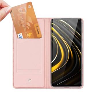 👉 Portemonnee slim folio hoes goud rose kunstleer Dux Ducis - Pro Serie wallet Xiaomi Poco M3 9145425525880