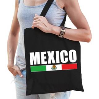 👉 Cadeautas zwart One Size Katoenen Mexicaans supporter tasje Mexico - 10 liter Mexicaanse 8720147325058