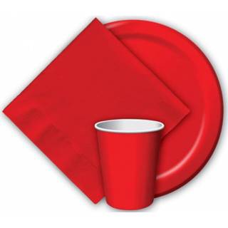 👉 Servet rode papieren One Size rood 20x kleuren thema servetten 33 x cm - wegwerp tafeldecoraties 8718758730897