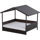 👉 Hondenhok zwart PP active PawHut en bed in huisvorm Outdoor stalen frame rotan 4250871299959