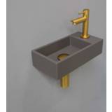 👉 Fonteinset quartz beton goud rechthoek versus rechts INK 36x18x9 cm Met Kraangat Brushed Mat 8718835105860