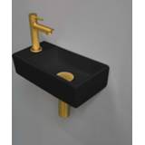 👉 Fonteinset zwart mat porselein goud rechthoek versus links INK 36x18x9cm Met Kraangat Brushed 8718835106263