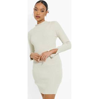 👉 Geribbelde Bodycon Jurk Met Dubbele Lagen, Sage