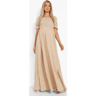 👉 Zwangerschap Bloemenprint Maxi Jurk Met Vierkante Hals, White