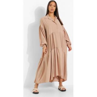 👉 Oversized Maxi Blouse Jurk Met Laagjes, Stone
