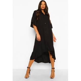 👉 Tall Ruffle Midaxi Woven Dress, Black