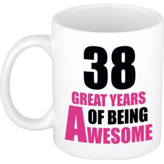 👉 Beker wit roze One Size meerkleurig 86 great years of being awesome mok en - cadeau / 29e verjaardag jaar 8720276911894