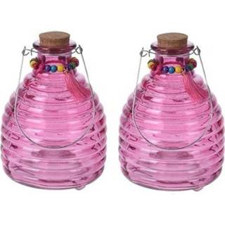 👉 Wespenvanger roze glas One Size 2x Wespenvangers van 18 cm 8719538522725