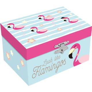 👉 Muziekdoos/sieradendoos met flamingos en hartje voor meisjes - Sieradenkistje - Juwelendoos met muziek