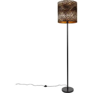 👉 Moderne vloerlamp zwart staal luipaard print met kap 40 cm - Simplo