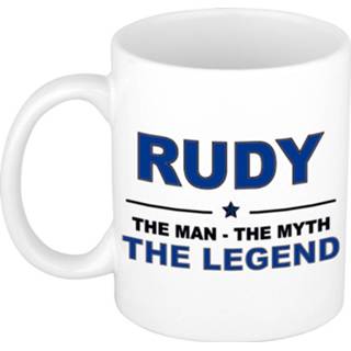 👉 Beker One Size meerkleurig mannen Naam cadeau Rudy - The man, myth legend koffie mok / 300 ml naam/namen mokken voor o.a verjaardag/ vaderdag/ pensioen/ geslaagd/ bedankt 8720276110594