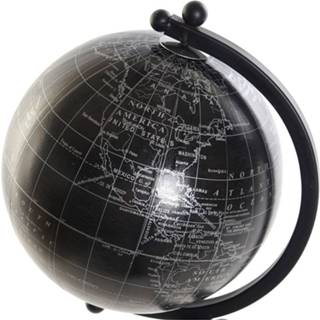 👉 Wereldbol zwart metaal houten One Size meerkleurig Decoratie wereldbol/globe op voet/standaard 18 x 60 cm - Landen/contintenten topografie 8424001779918