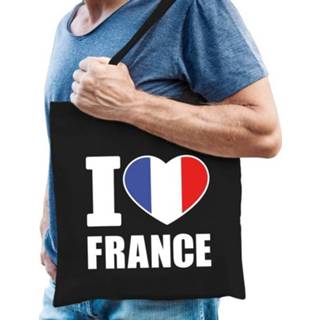 👉 Cadeautas zwart One Size Katoenen Frankrijk tasje I love France - 10 liter Franse landen 8720147324488
