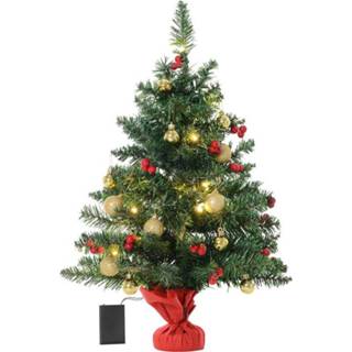 👉 Kerst boom PVC active groen HOMCOM Kerstboom met hulstbessen ballen LED 20 x 60 cm 4250871278800