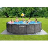 👉 Zwembad grijs donkergrijs Intex Greywood Prism Frame Pool - Zwembaden 475x122cm Rond 6941057418520