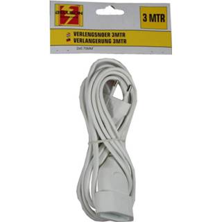 👉 Verlengsnoer wit witte One Size Pakket van 2x stuks verlengsnoeren/verlengkabels voor platte stekkers - 3 meter 2x0.75mm2 Met randaarde Tot 2300w 8720276607766