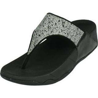 👉 Synt Leder vrouwen damesschoenen zwart zilver black FitFlop LuLu Glitter Splash wide