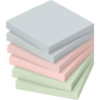 Houten blok pastel One Size GeenKleur Info Notes 75x75mm assorti pak a 6 4011169584818