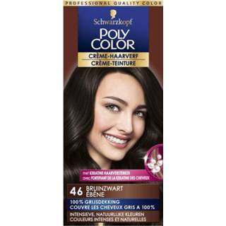 👉 3x Poly Color Crème Permanente Haarverf 46 Bruin Zwart 90 ml