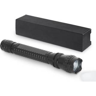 👉 Zaklamp zwart aluminium One Size LED 16 cm met batterijen in geschenkdoos - Vakantie/outdoor artikelen 8720276876131