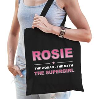 👉 Katoenen tas One Size zwart vrouwen Naam cadeau Rosie - The woman, myth supergirl Boodschappentas verjaardag/ moeder/ collega/ vriendin 8720276786966