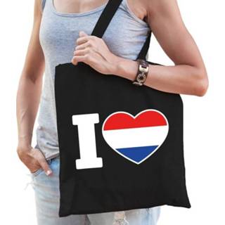 👉 Cadeautas zwart One Size Katoenen Hollands tasje I love Holland - 10 liter Nederland landen 8720147325119