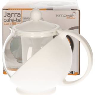 👉 Theepot witte glas One Size wit van met thee filter/infuser 0,75 liter - Theepotten/theekannen theeinfuser 8720276909860