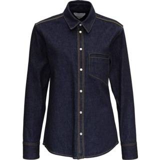 👉 Denim shirt vrouwen blauw with Contrasting Stitching