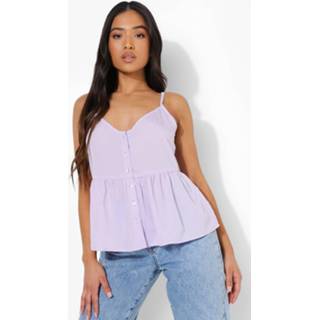 Petite Geweven Peplum Hemdje Met Knoop Detail, Lilac