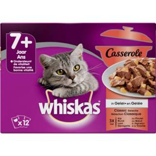 👉 Whiskas Casserole Senior Classic Gelei - Kattenvoer - Kip - Rund - Gelei