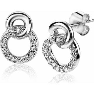 👉 Oorbel One Size zilverkleurig Zinzi ZIO2045 Oorbellen Verbonden Rondjes zilver-zirconia 8718968159259