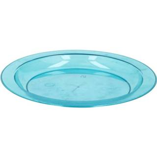 👉 Plastic bord blauw kunststof One Size kinderen 6x borden/bordjes 20 cm - servies Koken en tafelen Camping Ontbijtbordje 8719538964624