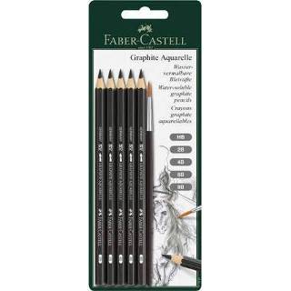 👉 Aquarelpotlood graphite Faber-Castell blister 5 stuks + penseel 4005401178972