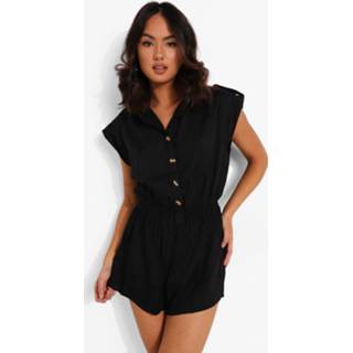 👉 Romper Met Knopen En Kraag, Black