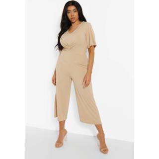 👉 Plus Geribbelde Gedraaide Culotte Jumpsuit, Stone