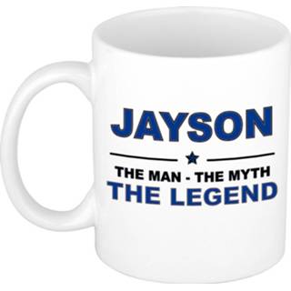 👉 Beker One Size meerkleurig mannen Naam cadeau Jayson - The man, myth legend koffie mok / 300 ml naam/namen mokken voor o.a verjaardag/ vaderdag/ pensioen/ geslaagd/ bedankt 8720276090063