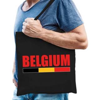 👉 Cadeautas zwart One Size Katoenen Belgie supporter tasje Belgium - 10 liter Belgische 8720147325010