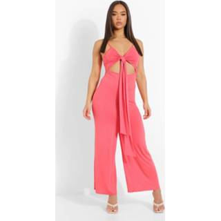 👉 Gedraaide Culotte Jumpsuit Met Uitsnijding, Coral