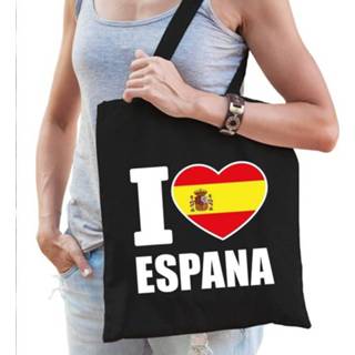 👉 Cadeautas zwart One Size Katoenen Spanje tasje I love Espana - 10 liter Spaanse landen 8720147324778