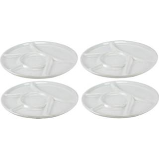 👉 Bord witte 4x fondue/gourmet/bbq borden 22,7 cm 6 vakken